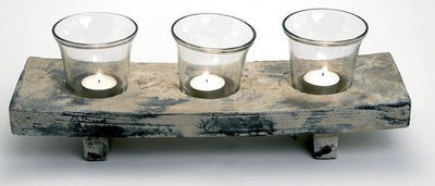The 3 Piece Glass Candle Holder On Base - White Wash - CF21 - Available In-Store Only available to purchase from Warehouse Furniture Clearance at our next sale event.