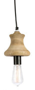 The Mango Wood Pendant Antique Light with Raw Aluminium Canopy - Natural - DB17 - Available In-Store Only