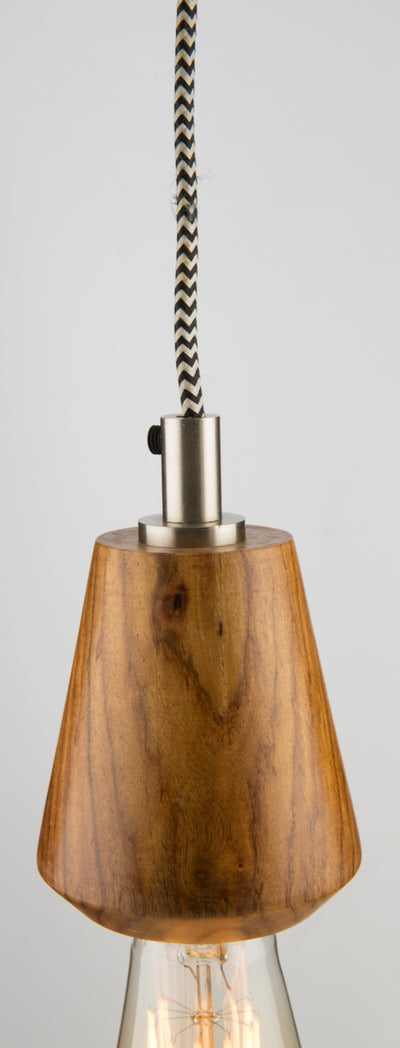 The Tapered Wooden Pendant Hanging Light with Silver Detail - Natural/Silver - FH04 - Available In-Store Only available to purchase from Warehouse Furniture Clearance at our next sale event.