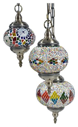 The Sai Morroccan Set of 3 Multi Colour Handling Pendant - Multi - FN01 - Available In-Store Only available to purchase from Warehouse Furniture Clearance at our next sale event.