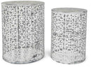 The Set of 2 Round Cut Iron Side Tables - White Wash/ Black - GF21 - Available In-Store Only available to purchase from Warehouse Furniture Clearance at our next sale event.