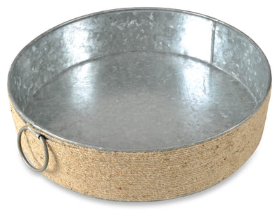 The Byron Round Iron Tray withJute - Silver/Natrural - GF74 - Available In-Store Only available to purchase from Warehouse Furniture Clearance at our next sale event.