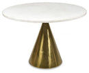 The Pedastal Marble Iron Dining Table - Antique Brass/White - GF87 - Available In-Store Only available to purchase from Warehouse Furniture Clearance at our next sale event.