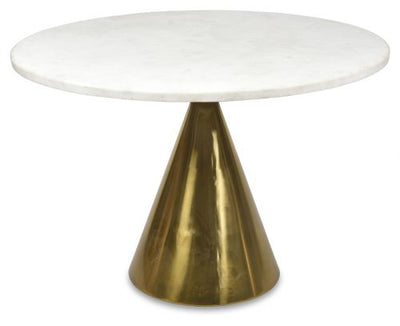 The Pedastal Marble Iron Dining Table - Antique Brass/White - GF87 - Available In-Store Only available to purchase from Warehouse Furniture Clearance at our next sale event.