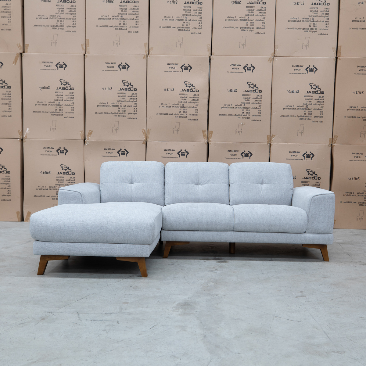 The Khloe Three Seat Chaise Lounge LHF - Whisper - PRE ORDER Available After 15th November available to purchase from Warehouse Furniture Clearance at our next sale event.