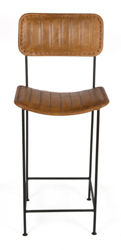 The Iron & Leather Ribbed Bar Stool - Tan - MH11 - Available In-Store Only available to purchase from Warehouse Furniture Clearance at our next sale event.