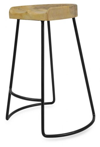The Camden 65cm Wooden Bar Stool on Iron Legs - Natural - MH72 - Available In-Store Only available to purchase from Warehouse Furniture Clearance at our next sale event.