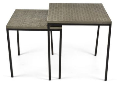 The Jaipur Set of 2 Iron Square Tables - Silver/Black - MM08 - Available In-Store Only available to purchase from Warehouse Furniture Clearance at our next sale event.
