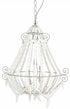 The Iron and Wood Beaded Chandelier Medium - Grey/White - MS12 - Available In-Store Only
