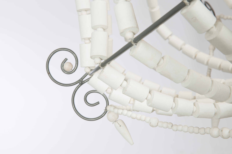 The Iron and Wood Beaded Chandelier Medium - Grey/White - MS12 - Available In-Store Only available to purchase from Warehouse Furniture Clearance at our next sale event.