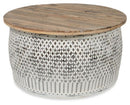 The Vintage Round Distressed Wood and Iron Coffee Table - White - SA01 - Available In-Store Only available to purchase from Warehouse Furniture Clearance at our next sale event.