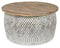 The Vintage Round Distressed Wood and Iron Coffee Table - White - SA01 - Available In-Store Only available to purchase from Warehouse Furniture Clearance at our next sale event.