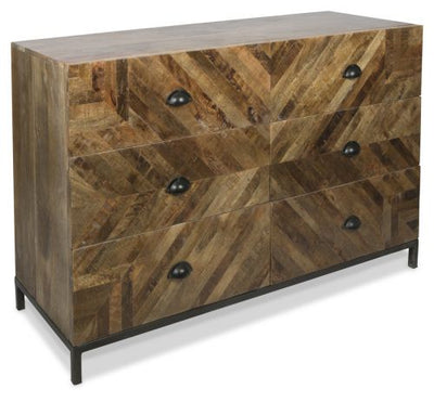 The Ajara Six Draw Wood Dresser - Natural - SA08 - Available In-Store Only available to purchase from Warehouse Furniture Clearance at our next sale event.