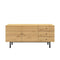 The Munich Melamine Oak Wood Sideboard with Black Metal Legs - Oak / Black - SO07 - Available In-Store Only available to purchase from Warehouse Furniture Clearance at our next sale event.