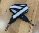 The Black, Silver & White Stripe - Bag Strap - Silver Hardware available to purchase from Warehouse Furniture Clearance at our next sale event.