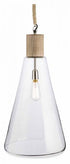 The Extra Large Glass Pendant Light with Mango Wood Top and Jute Cord - Natural/Clear - VE36 - Available In-Store Only