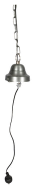 The Large Iron Pendant Light with Wood Top - Antique Silver/White Wash - VE42 - Available In-Store Only