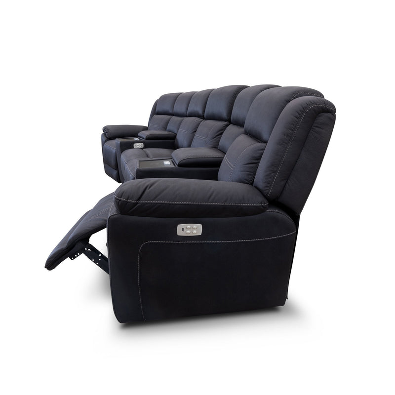 The Venus Four Seat Dual-Motor Recliner Theatre - Jet available to purchase from Warehouse Furniture Clearance at our next sale event.