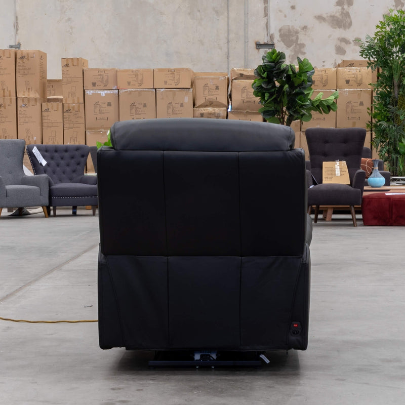 The Bondi Single Electric Recliner - Black Leather available to purchase from Warehouse Furniture Clearance at our next sale event.