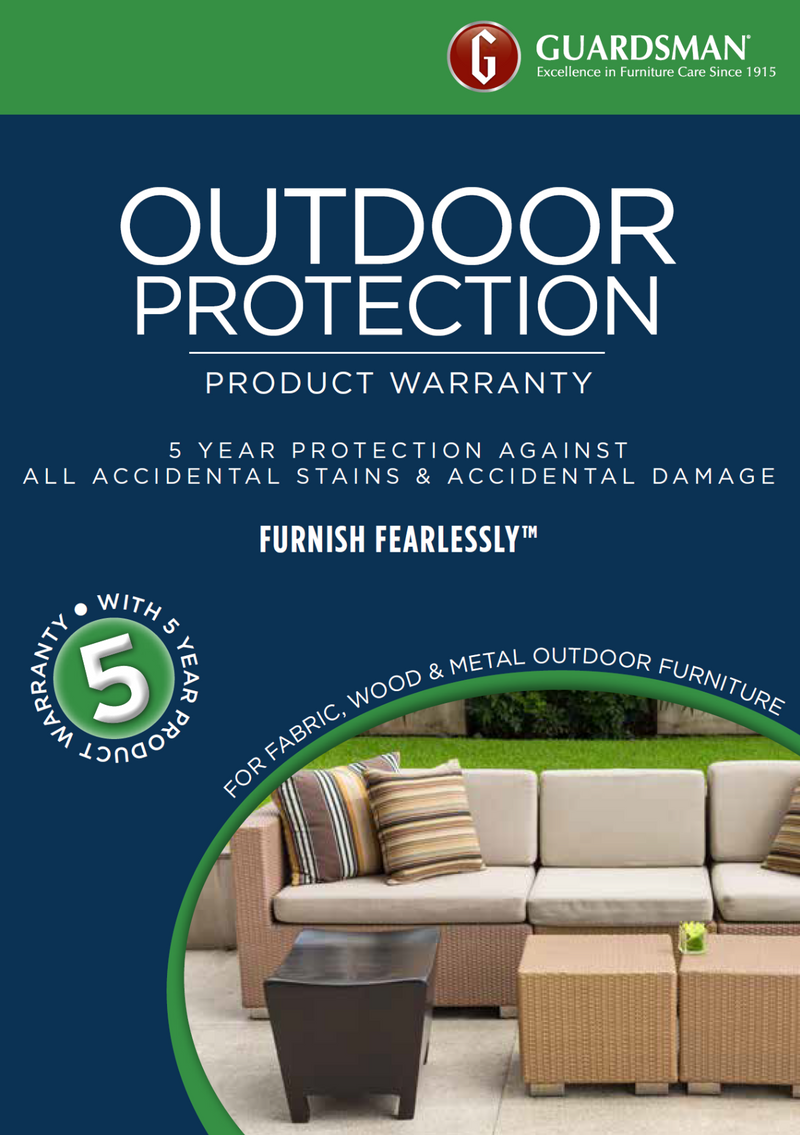 The Guardsman 5 Year Outdoor Fabric Care Warranty Kit - Fabric Only available to purchase from Warehouse Furniture Clearance at our next sale event.