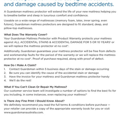 The Guardsman ComfortMark Tencel Mattress Protector - 10 Year Warranty - Queen available to purchase from Warehouse Furniture Clearance at our next sale event.