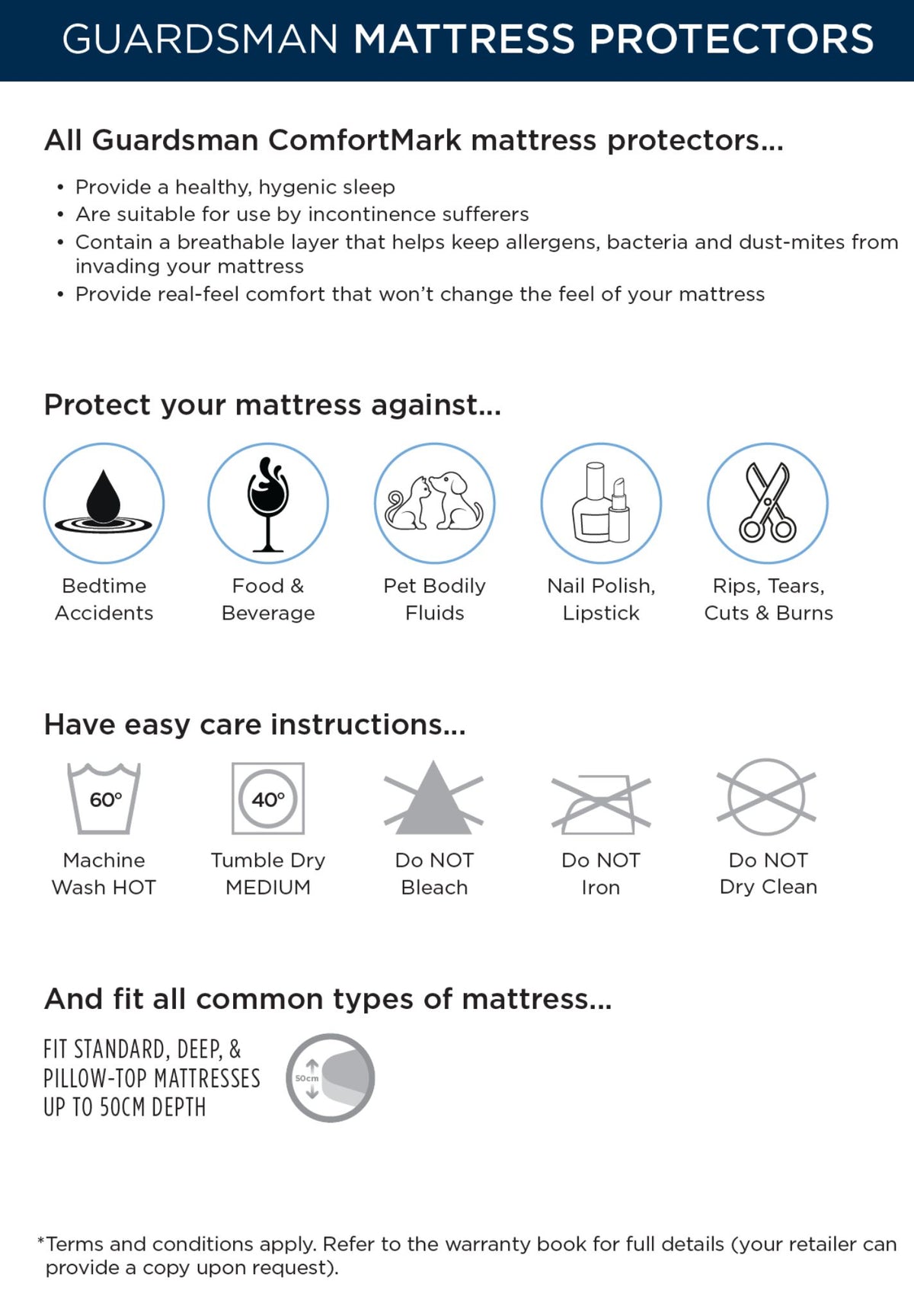 The Guardsman ComfortMark Tencel Mattress Protector - 10 Year Warranty - King available to purchase from Warehouse Furniture Clearance at our next sale event.