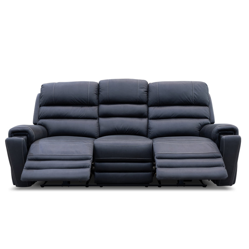 The Amalfi Dual-Motor Electric Three Seat Recliner Lounge - Jet available to purchase from Warehouse Furniture Clearance at our next sale event.