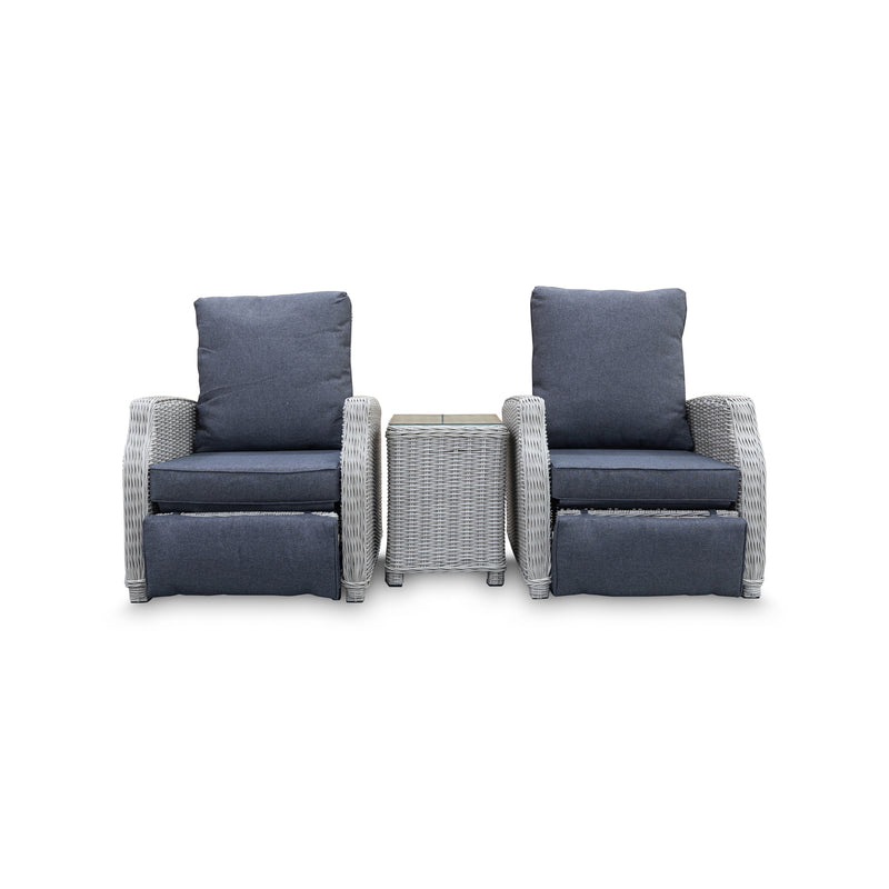 The Ava 3 Piece Outdoor Recliner Suite available to purchase from Warehouse Furniture Clearance at our next sale event.