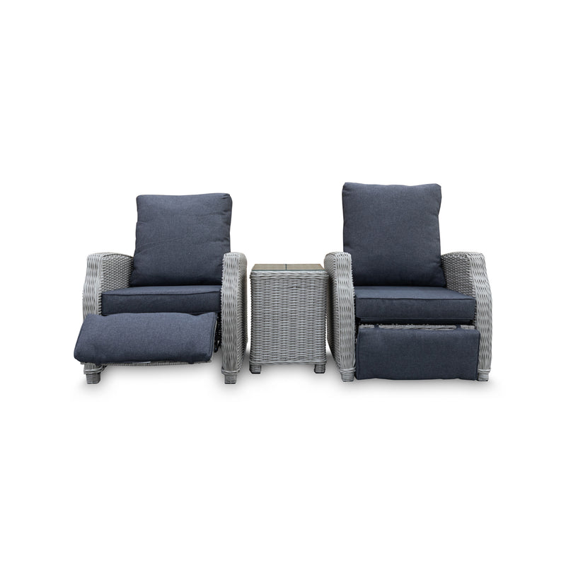 The Ava 3 Piece Outdoor Recliner Suite available to purchase from Warehouse Furniture Clearance at our next sale event.