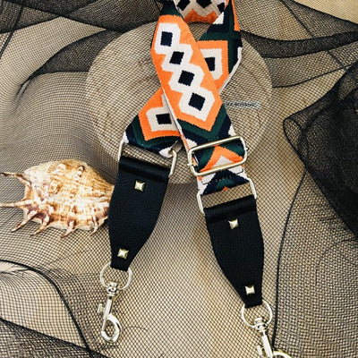 The Bo Ho - Green & Orange - Bag Strap - Gold Hardware available to purchase from Warehouse Furniture Clearance at our next sale event.