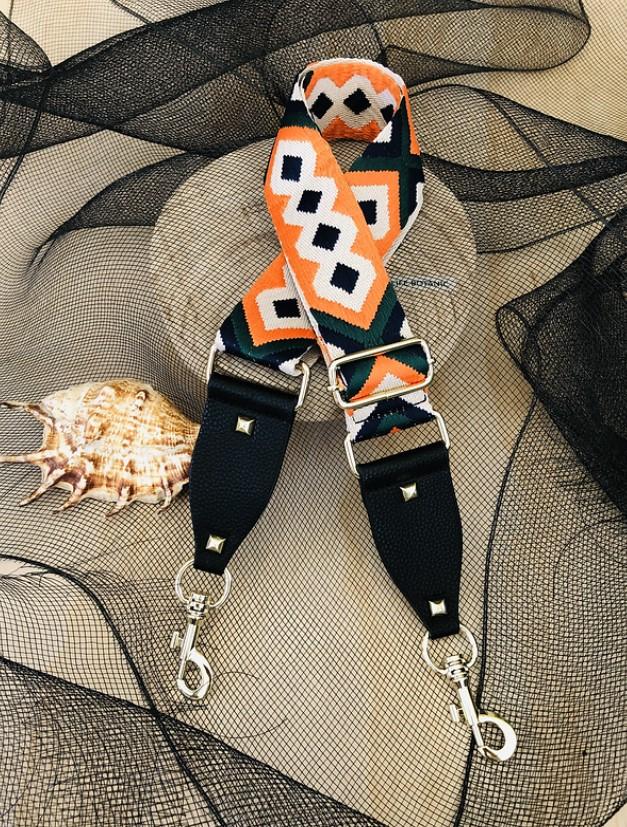 The Bo Ho - Green & Orange - Bag Strap - Silver Hardware available to purchase from Warehouse Furniture Clearance at our next sale event.