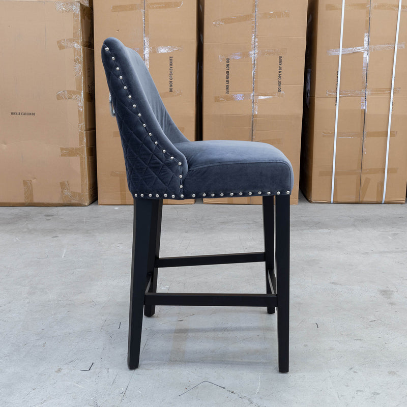 The Sienna Quilted Velvet Bar Stool - Charcoal available to purchase from Warehouse Furniture Clearance at our next sale event.