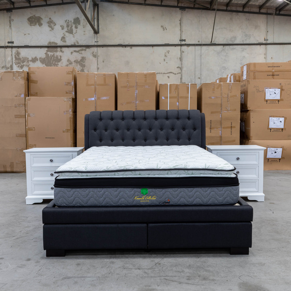 The Emerald Bamboo Pocket Coil King Mattress - PRE ORDER Available After 5th November available to purchase from Warehouse Furniture Clearance at our next sale event.