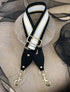 The Black, Gold & White Stripe - Bag Strap - Silver Hardware