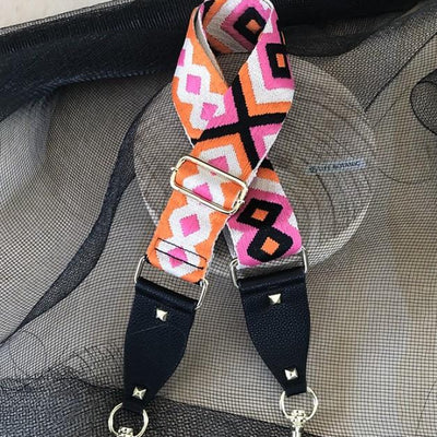 The Bo Ho - Pink & Orange - Bag Strap - Silver Hardware available to purchase from Warehouse Furniture Clearance at our next sale event.