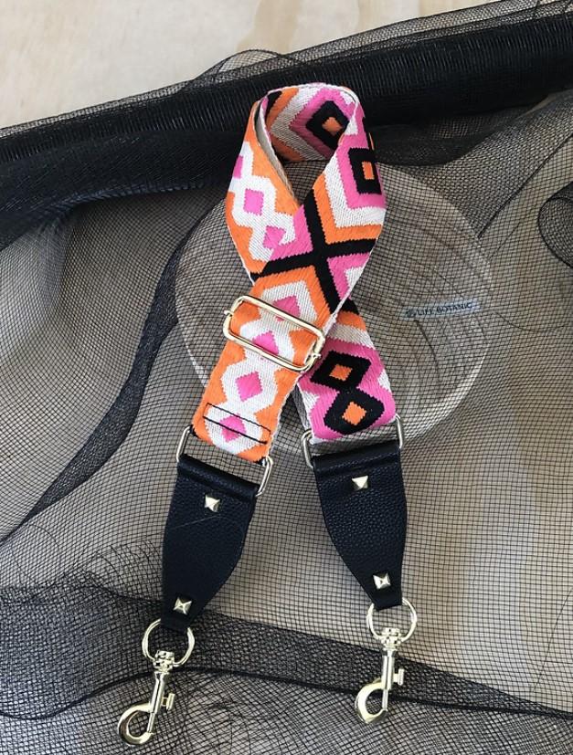 The Bo Ho - Pink & Orange - Bag Strap - Silver Hardware available to purchase from Warehouse Furniture Clearance at our next sale event.