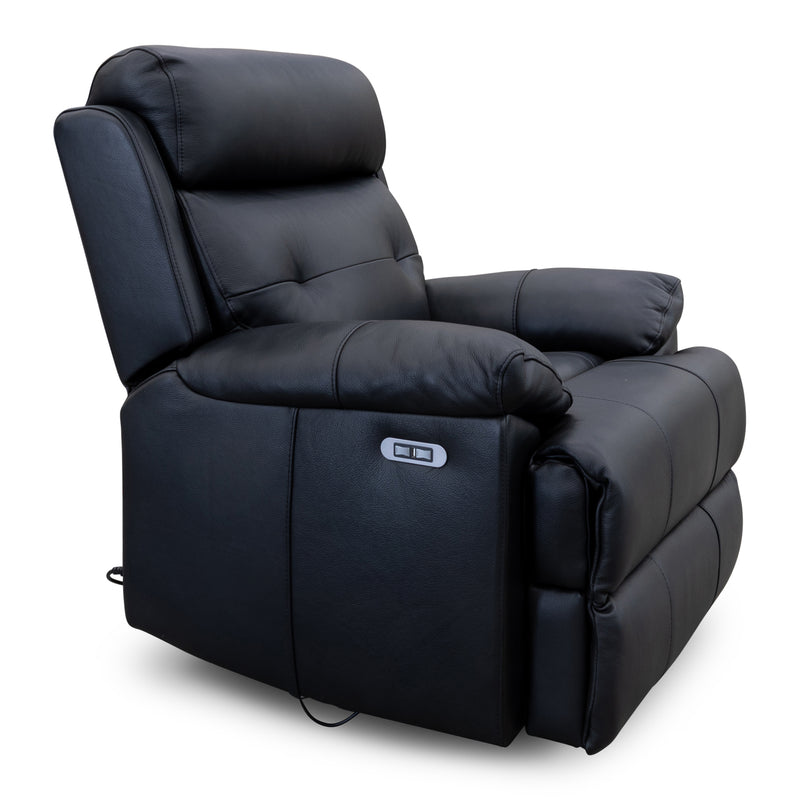 The Bondi Single Electric Recliner - Black Leather available to purchase from Warehouse Furniture Clearance at our next sale event.