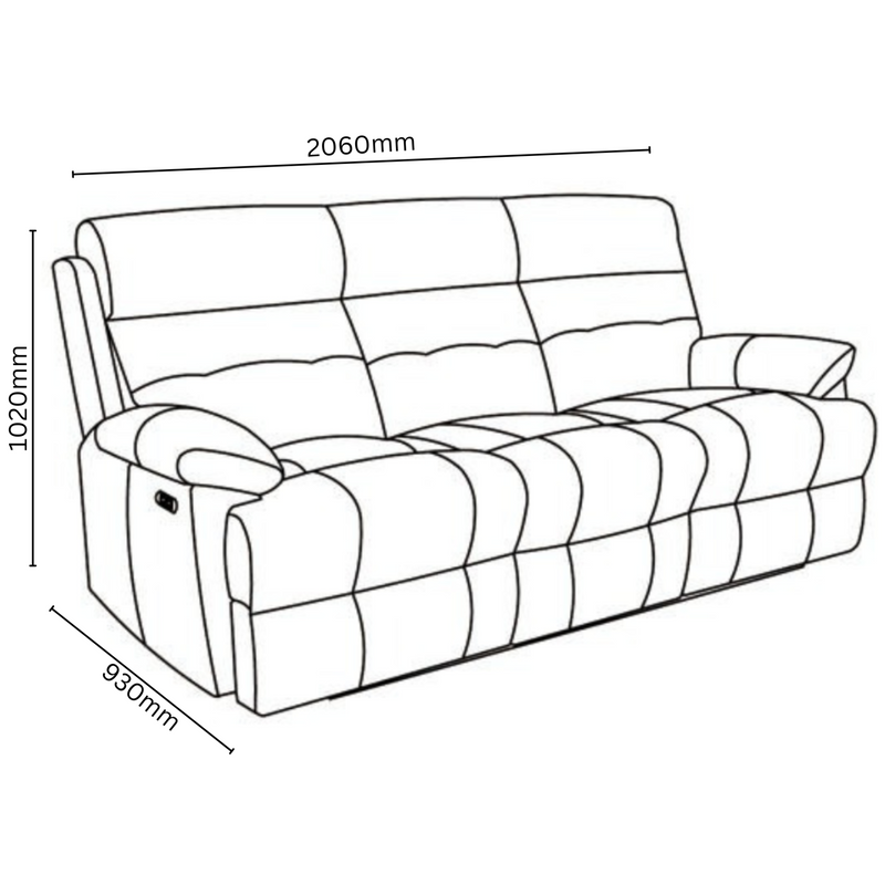 The Bondi Electric Three Seat Recliner Lounge - Black Leather available to purchase from Warehouse Furniture Clearance at our next sale event.