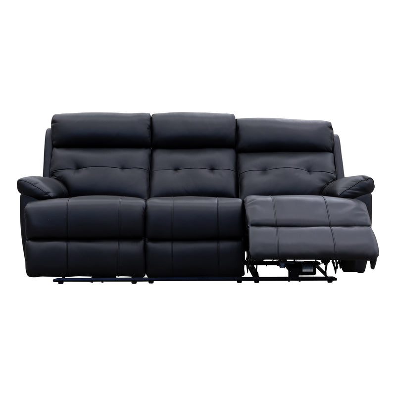 The Bondi Electric Three Seat Recliner Lounge - Black Leather available to purchase from Warehouse Furniture Clearance at our next sale event.