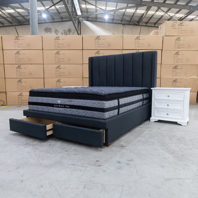The Chester King Fabric Storage Bed - Charcoal - Available After 13th October available to purchase from Warehouse Furniture Clearance at our next sale event.