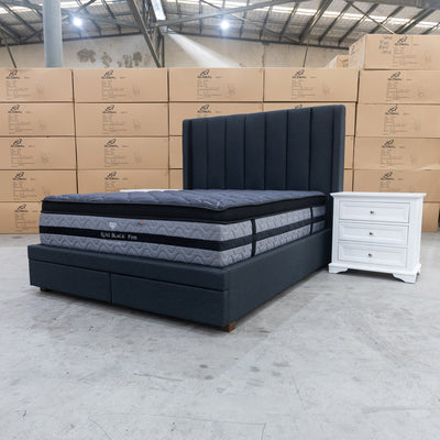 The Chester King Fabric Storage Bed - Charcoal - Available After 13th October available to purchase from Warehouse Furniture Clearance at our next sale event.