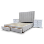 The Chester King Fabric Storage Bed - Oat White available to purchase from Warehouse Furniture Clearance at our next sale event.