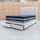 The Chester King Fabric Storage Bed - Oat White - Available After 5th February available to purchase from Warehouse Furniture Clearance at our next sale event.