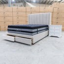 The Chester King Fabric Storage Bed - Oat White available to purchase from Warehouse Furniture Clearance at our next sale event.