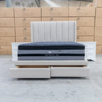 The Chester King Fabric Storage Bed - Oat White available to purchase from Warehouse Furniture Clearance at our next sale event.