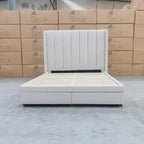 The Chester Double Fabric Storage Bed - Oat White available to purchase from Warehouse Furniture Clearance at our next sale event.
