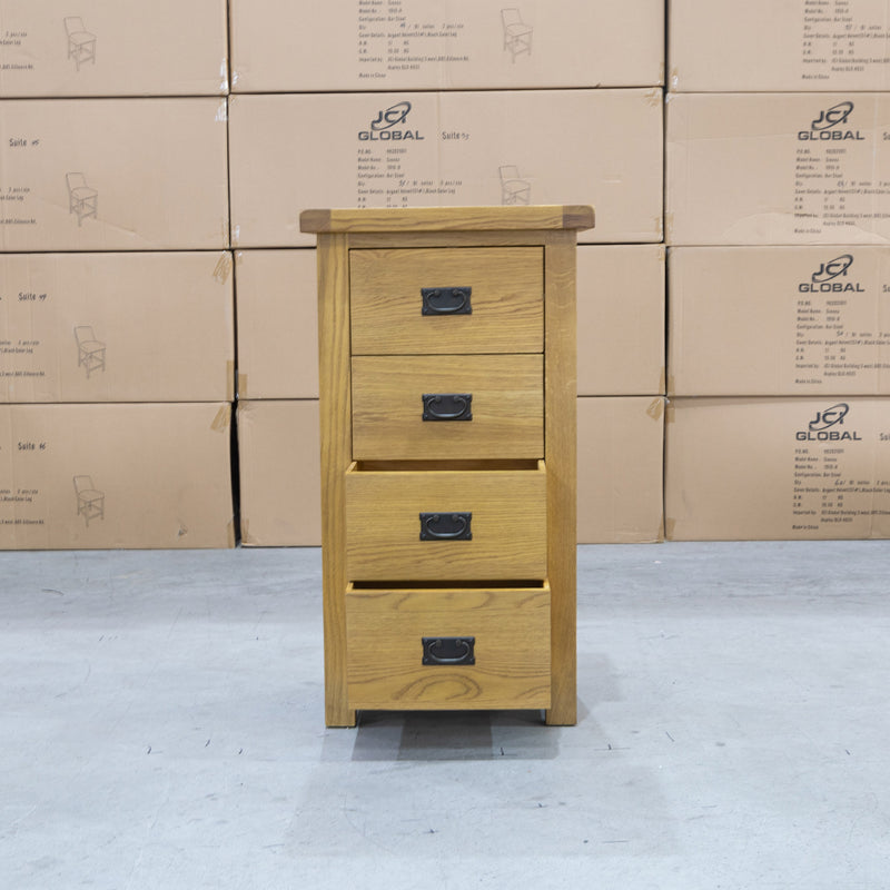 The Cora 4 Drawer Narrow Tallboy CO-4DN available to purchase from Warehouse Furniture Clearance at our next sale event.