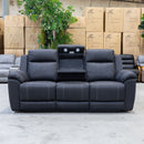 The Princeton Electric Three Seater Recliner Lounge - Jet available to purchase from Warehouse Furniture Clearance at our next sale event.