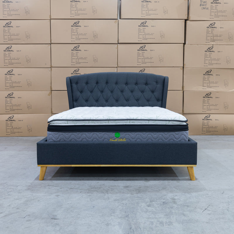 The Harper King Upholstered Bed - Charcoal available to purchase from Warehouse Furniture Clearance at our next sale event.