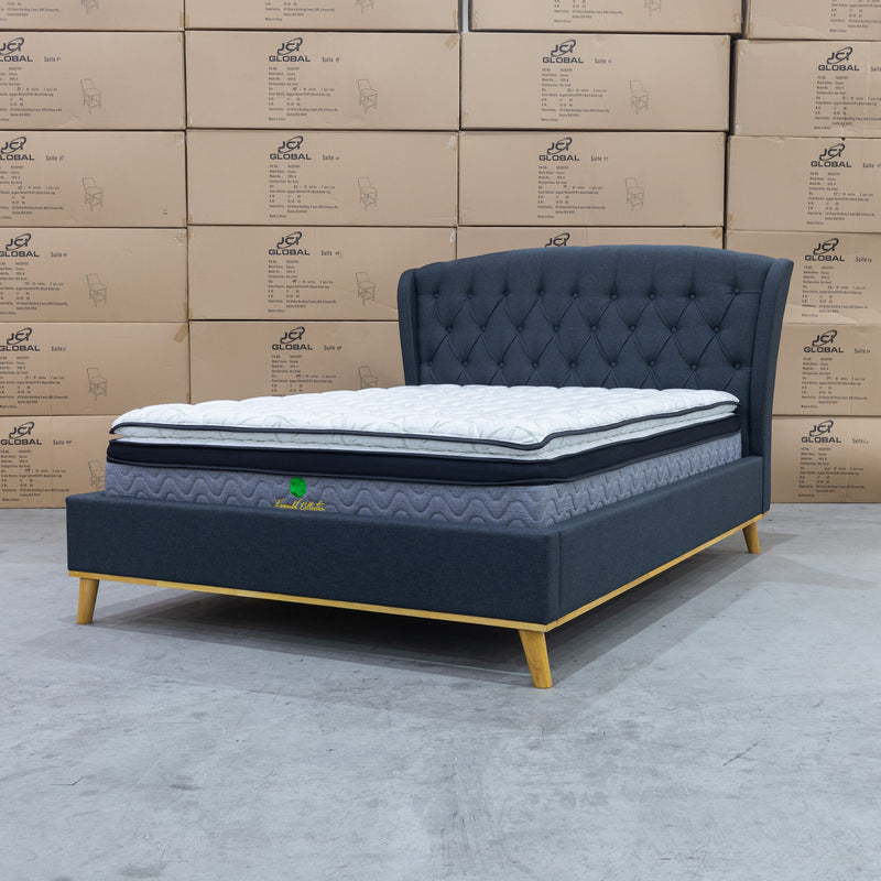The Harper Queen Upholstered Bed - Charcoal available to purchase from Warehouse Furniture Clearance at our next sale event.